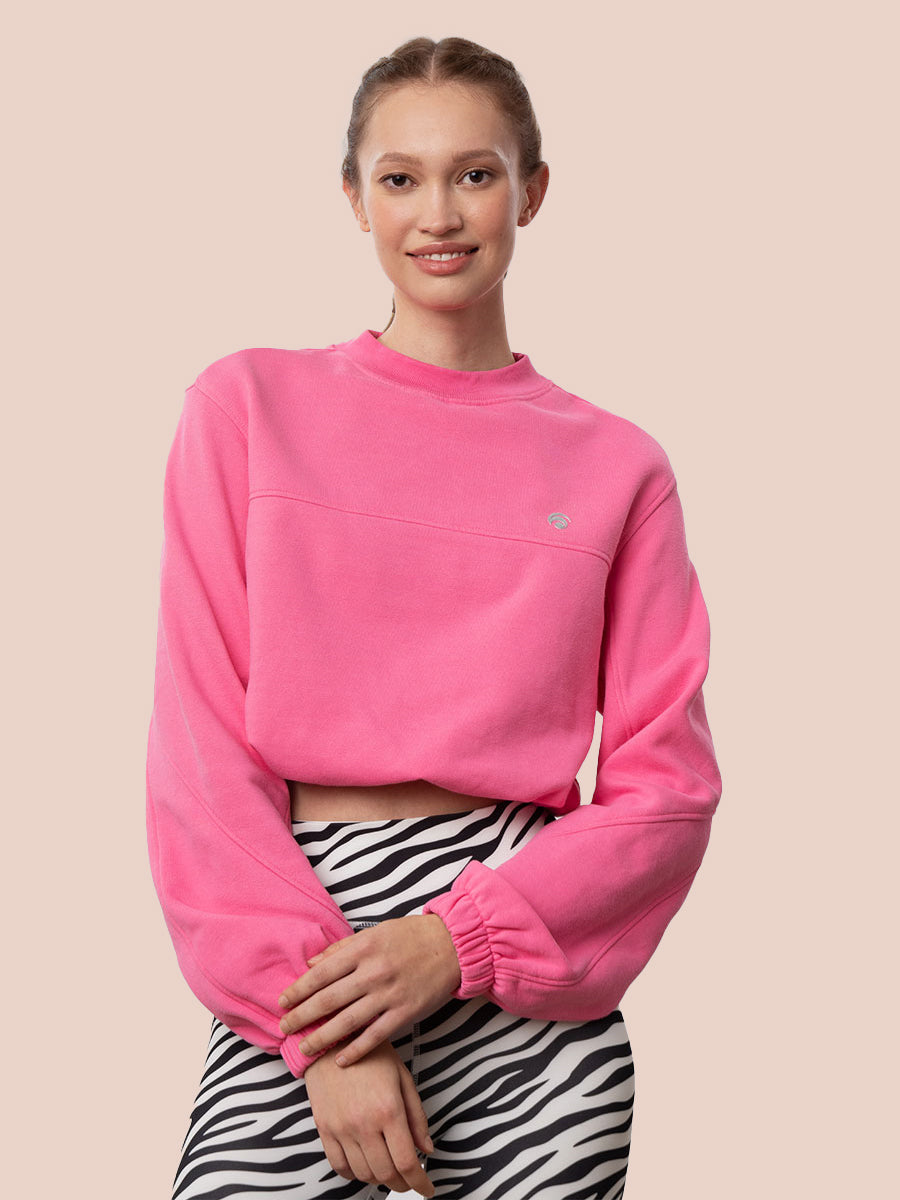Soho Cropped Sweater - Yoga Sweater - Pink