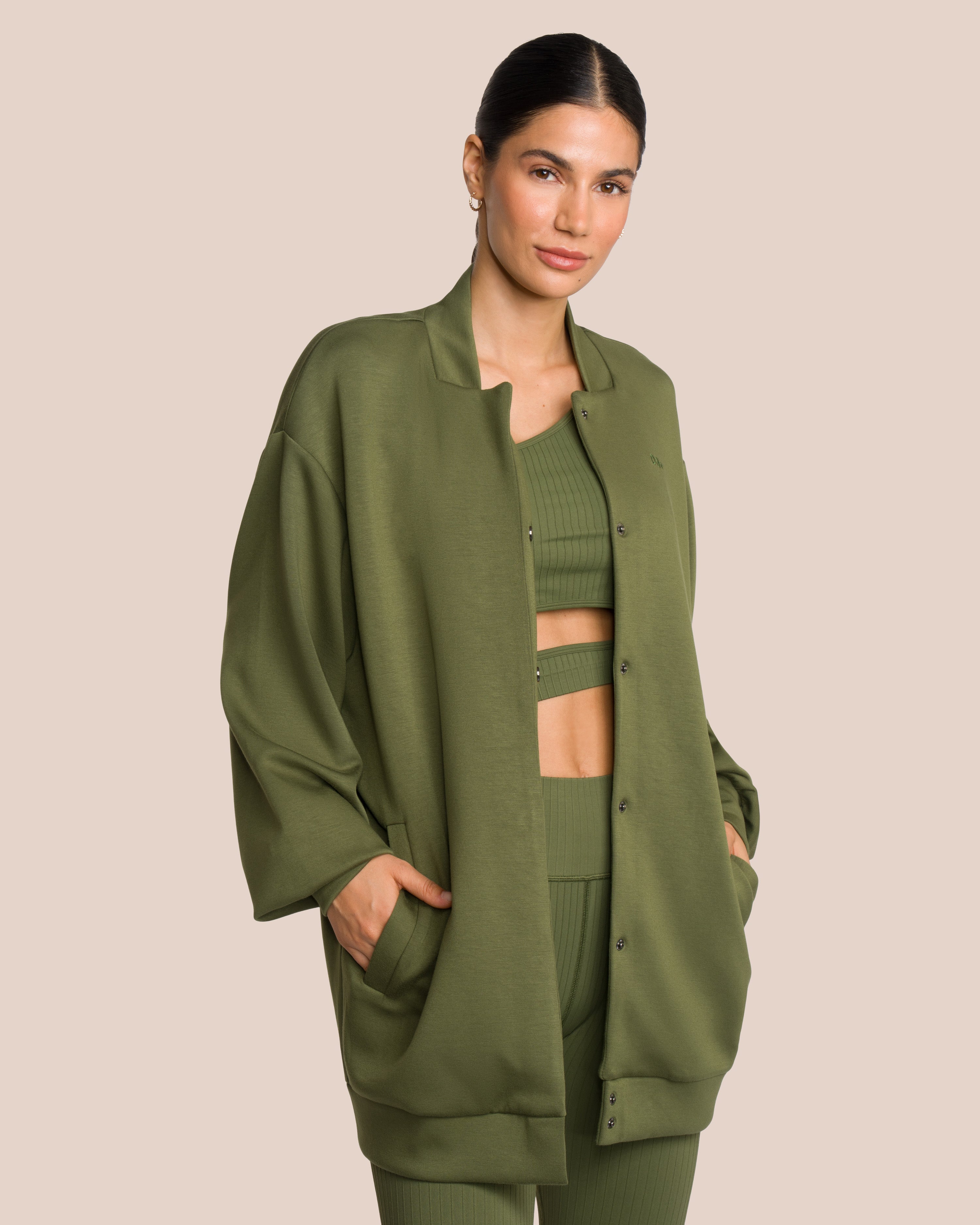 Elodie Long Bomber - Yoga Jacket - Green