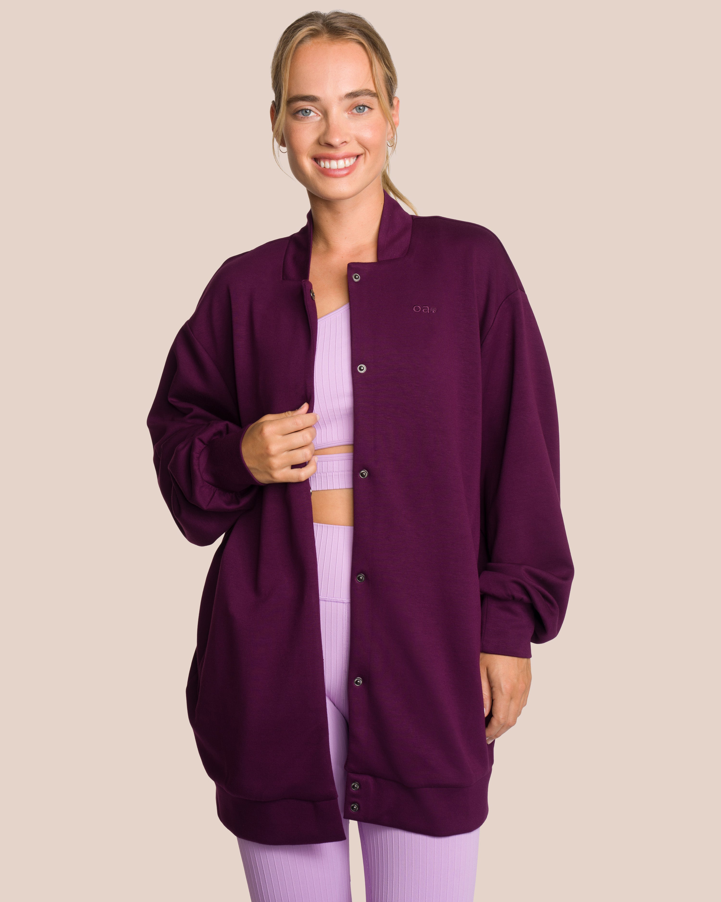 Elodie Long Bomber - Yoga Jacket - Purple