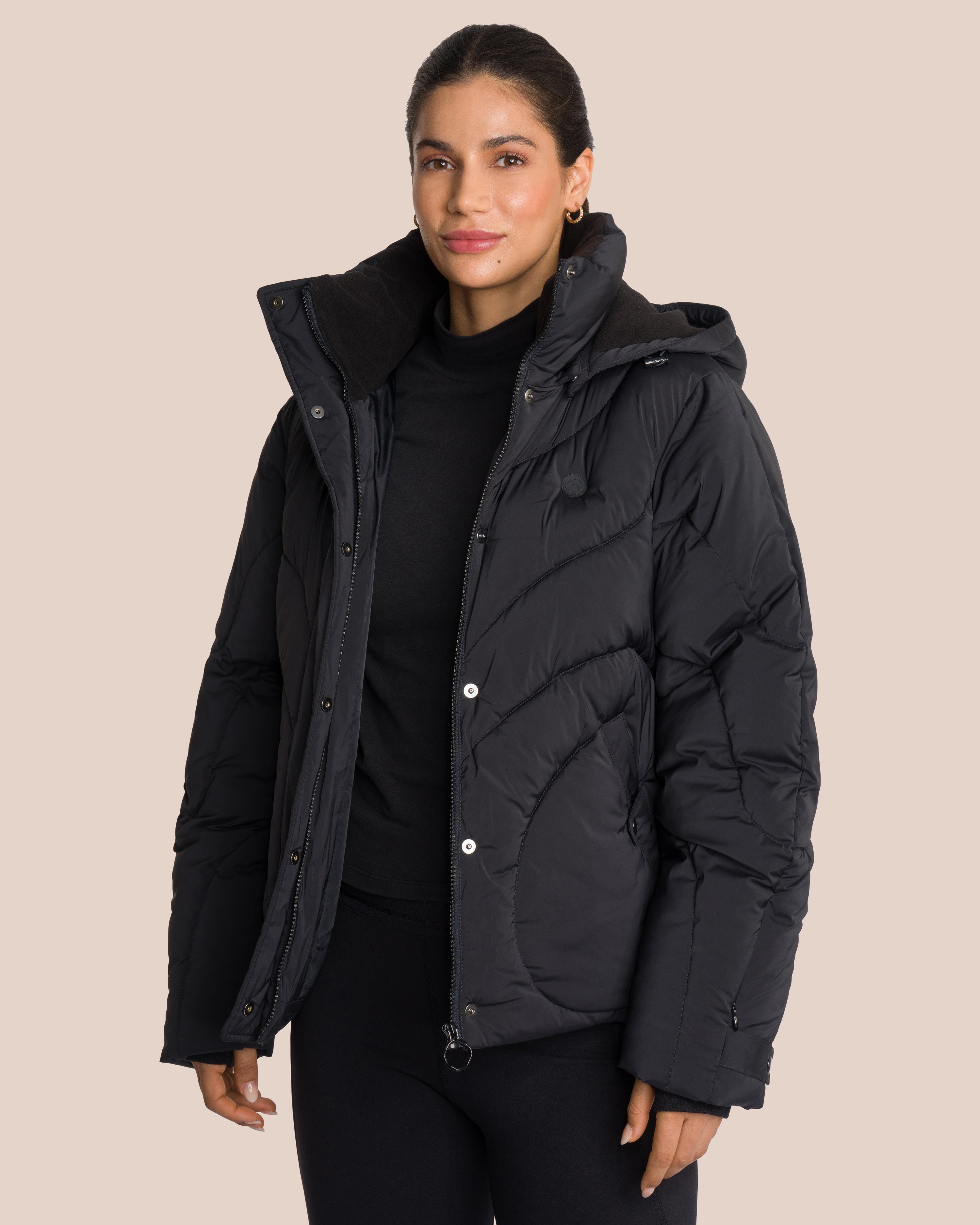 Joelle Puffer Jacket - Yoga Jacket - Black