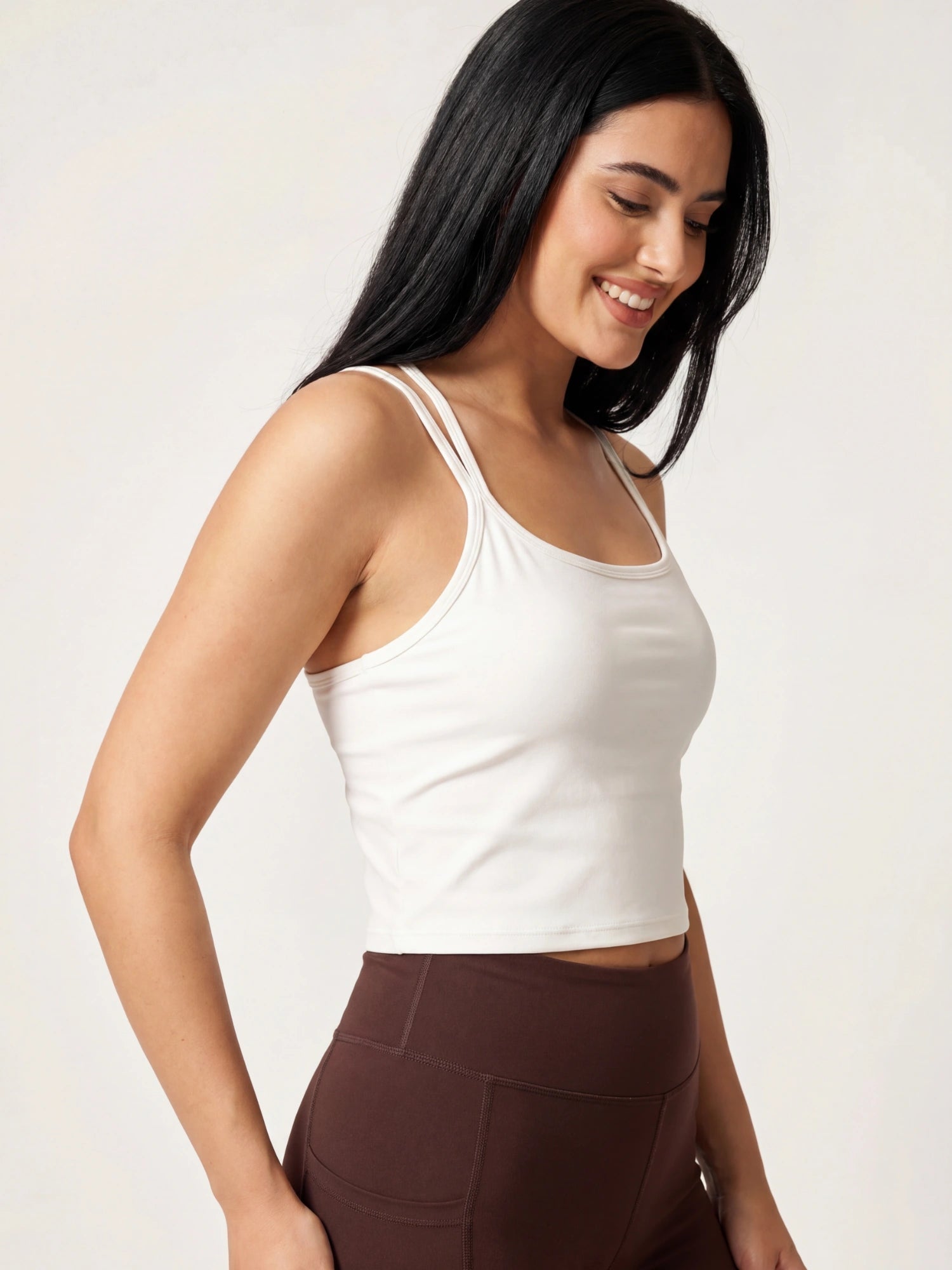 Gianna Strappy Top - Yoga Top - Cream White