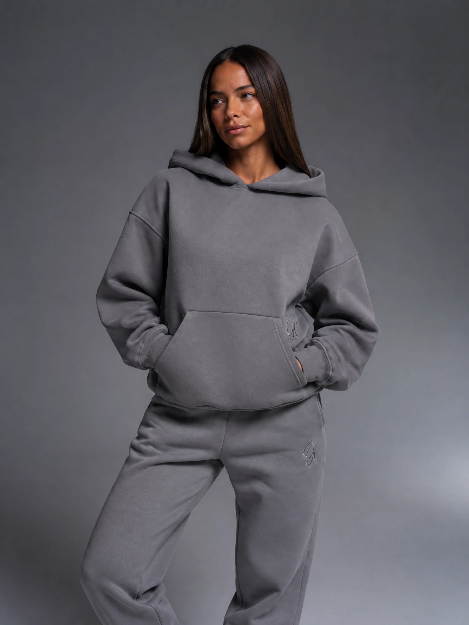 Luna Straight Leg Sweat Pant Set - Pure Grey - Yoga Set - Pure Grey