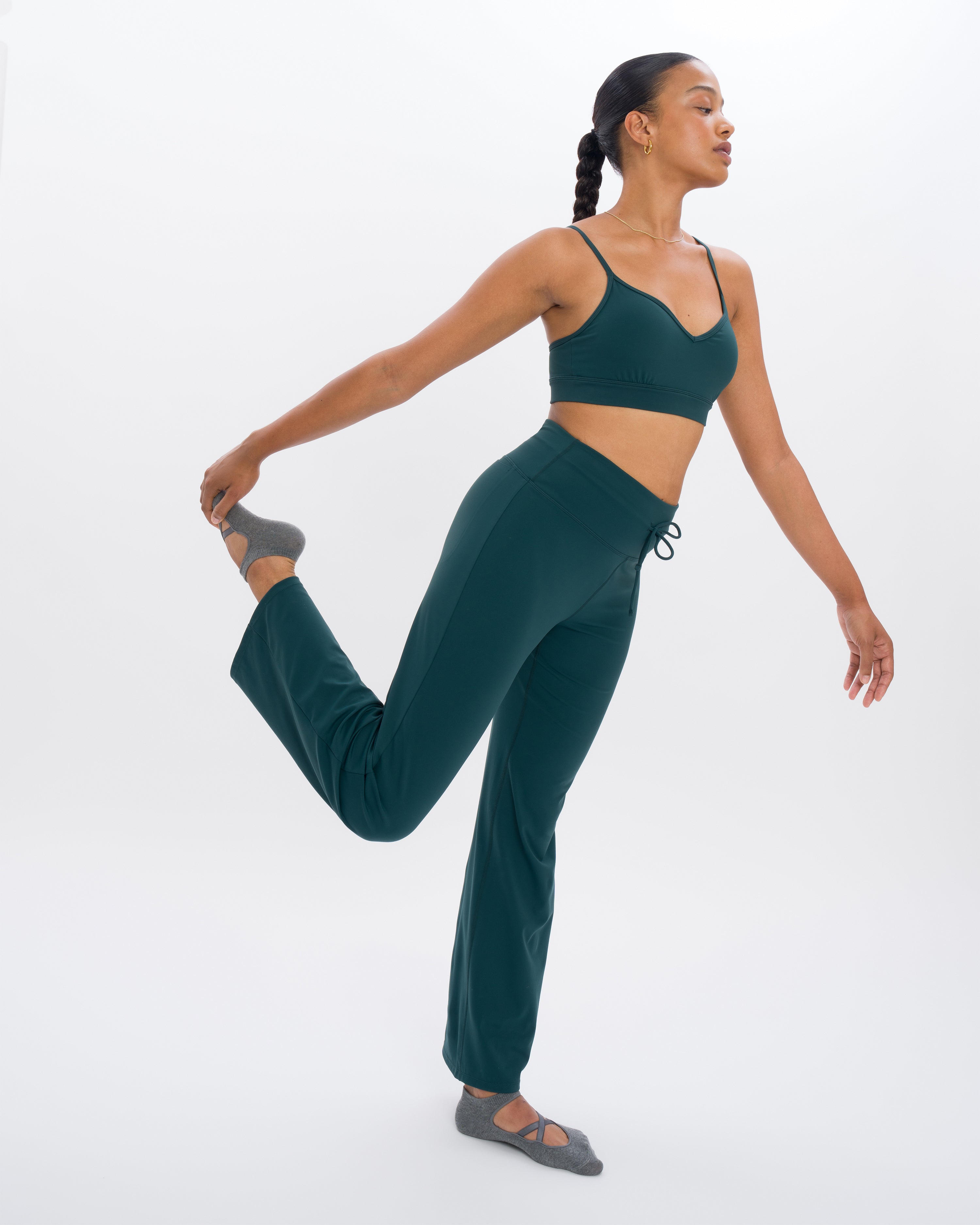 Eve Wideleg Set - Emerald Green - Yoga Set