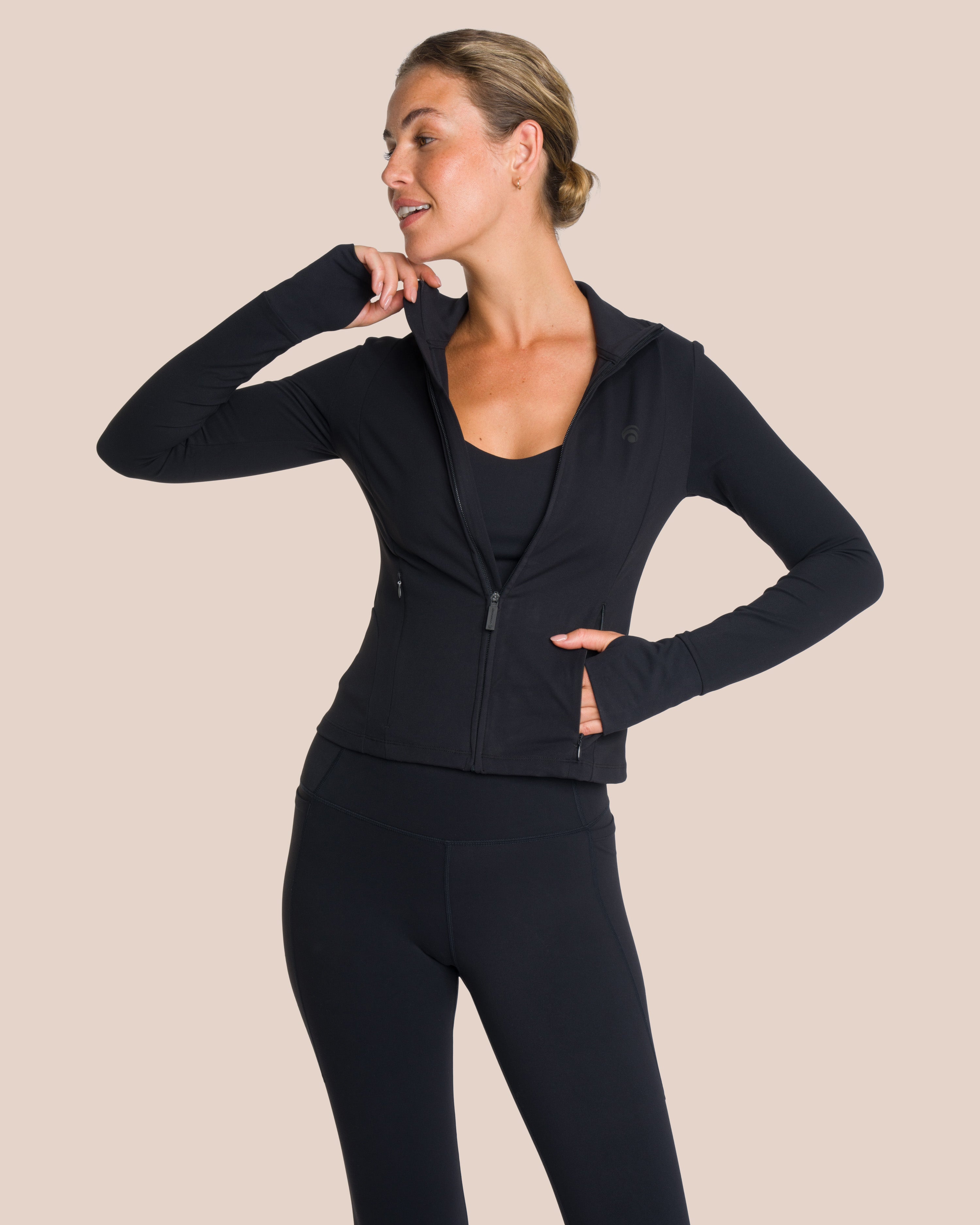 Shania Top Zip Set Deluxe - Black - Yoga Set