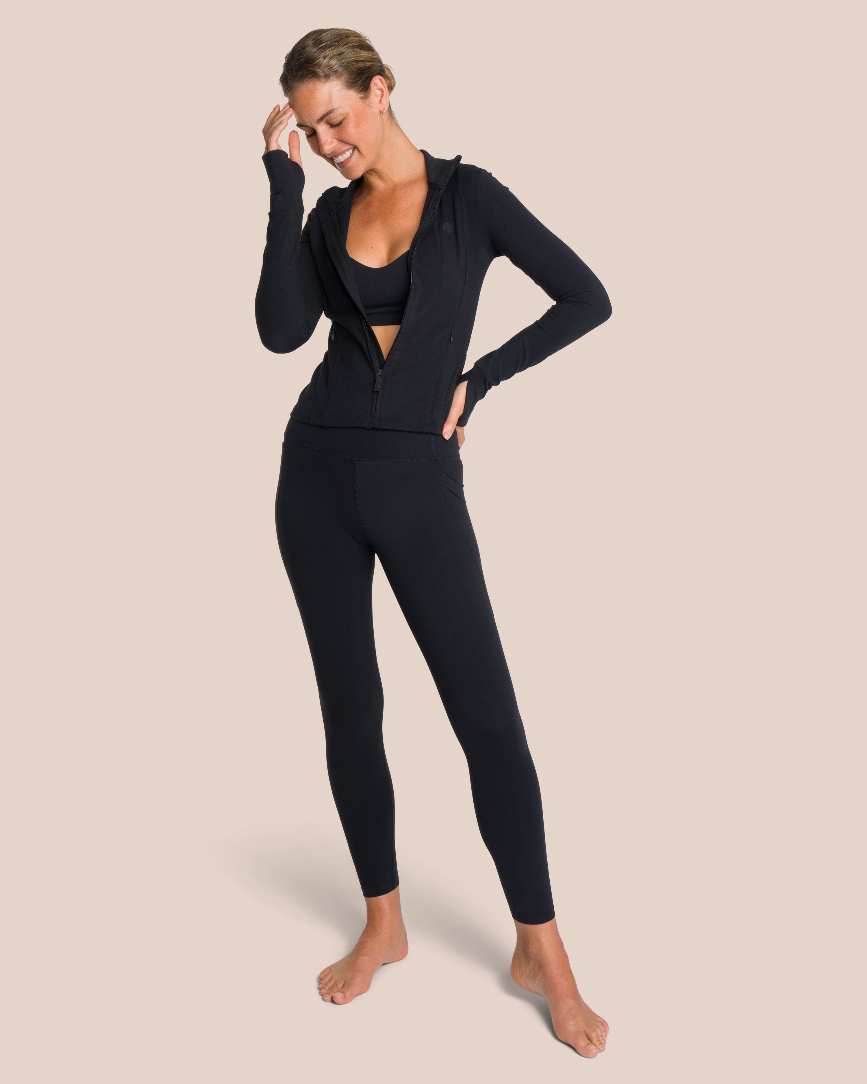 Shania Zip Set Deluxe - Black - Yoga Set